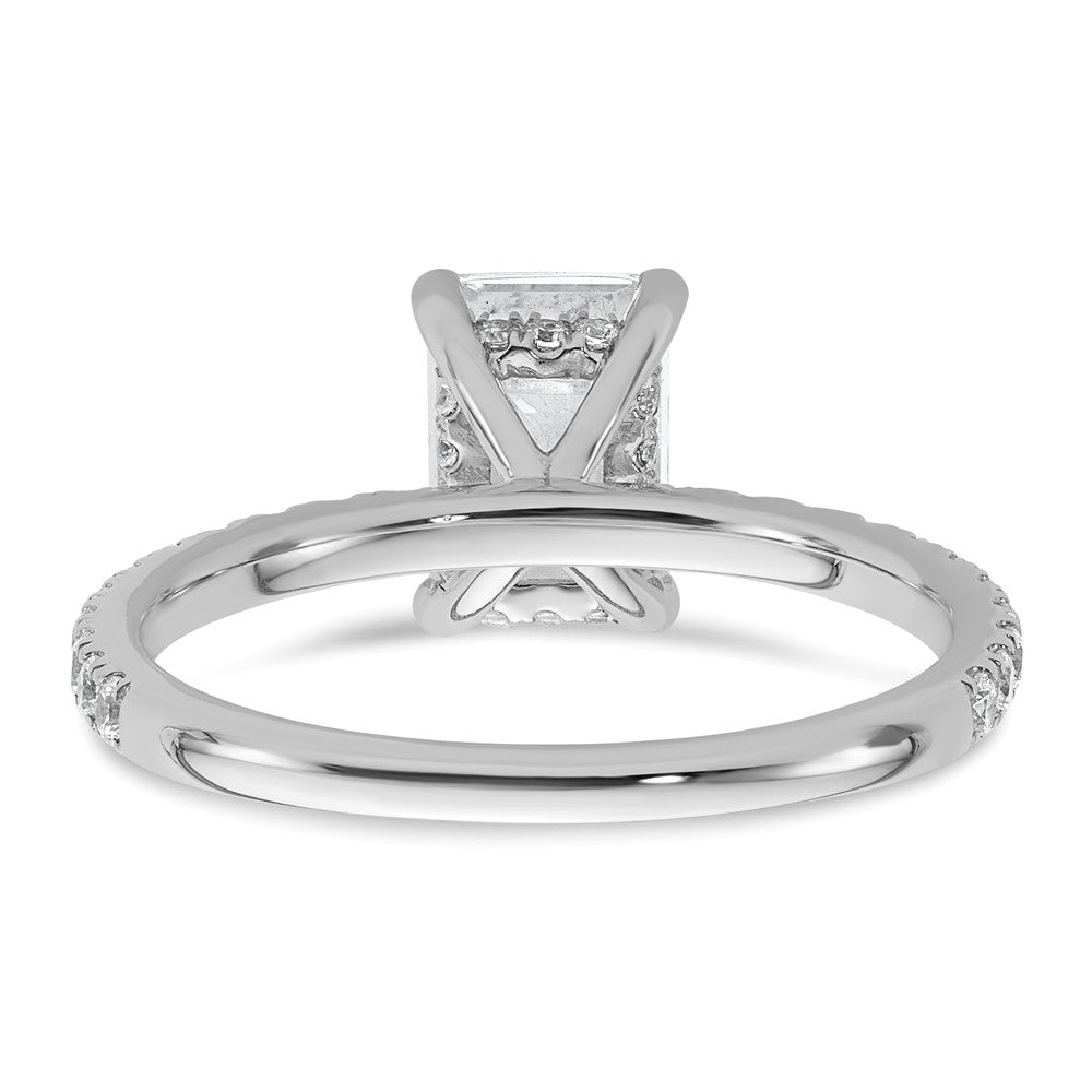 14K Weißgold Verlobungsring mit 2K zertifiziertem, im Labor gezüchtetem Diamant VS/SI+ G+ im Emerald-Schliff, Solitär mit Flair, komplett
