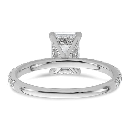 14K Weißgold Verlobungsring mit 2K zertifiziertem, im Labor gezüchtetem Diamant VS/SI+ G+ im Emerald-Schliff, Solitär mit Flair, komplett