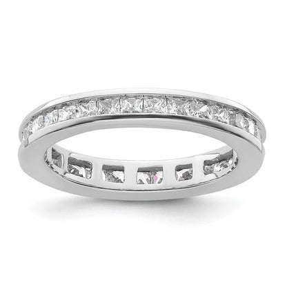 14K Weißgold Poliert Größe 4.5 Kanalfassung-set 1 Karat Princess Diamant Komplett Memoire Ehering Ring