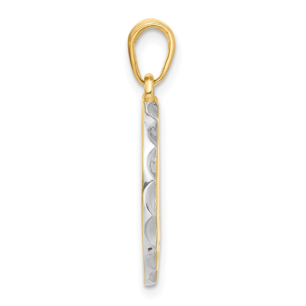 14K Gelbgold und Rhodium diamantgeschliffener „It's a Girl!“-Scheiben-Anhänger