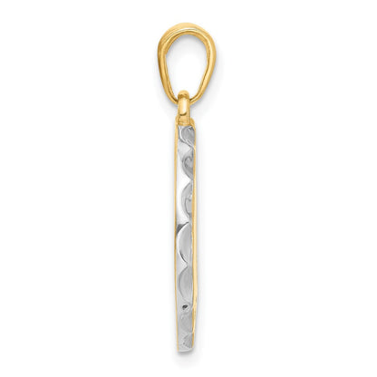 14K Gelbgold und Rhodium diamantgeschliffener „It's a Girl!“-Scheiben-Anhänger