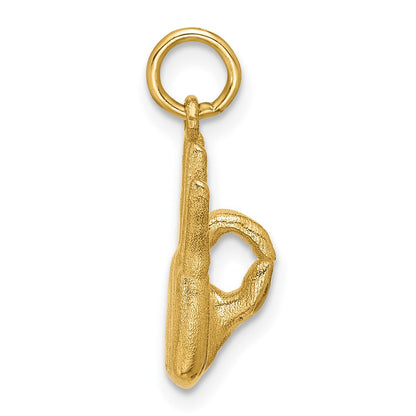 14K Gelbgold Amerikanische Gebärdensprache Alphabet Fingeralphabet Zeichen F Anhänger