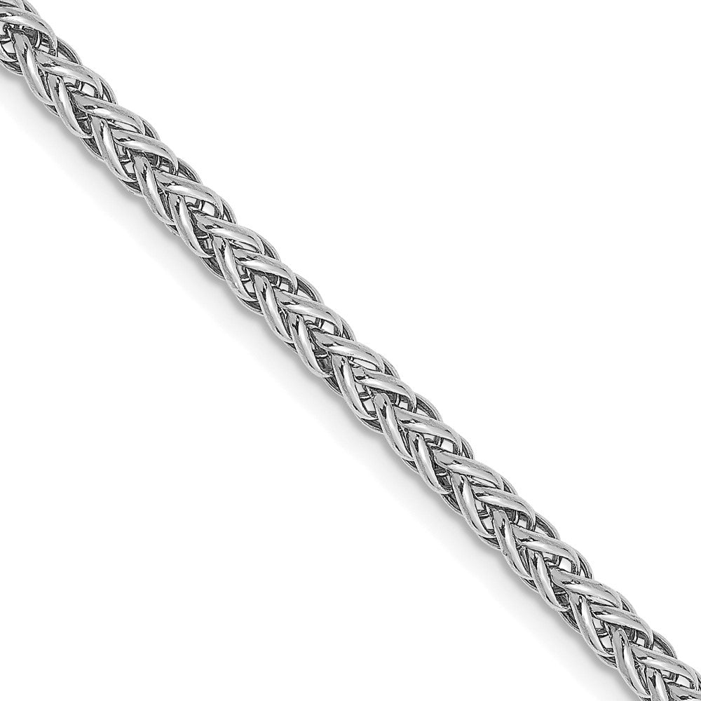 14K Weißgold 2.6mm Halbmassiv 3-wire Weizen Halskette