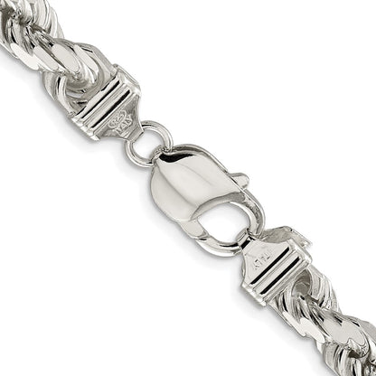 Sterlingsilber Rhodiniert 7.8mm Diamantiert Kordel Halskette