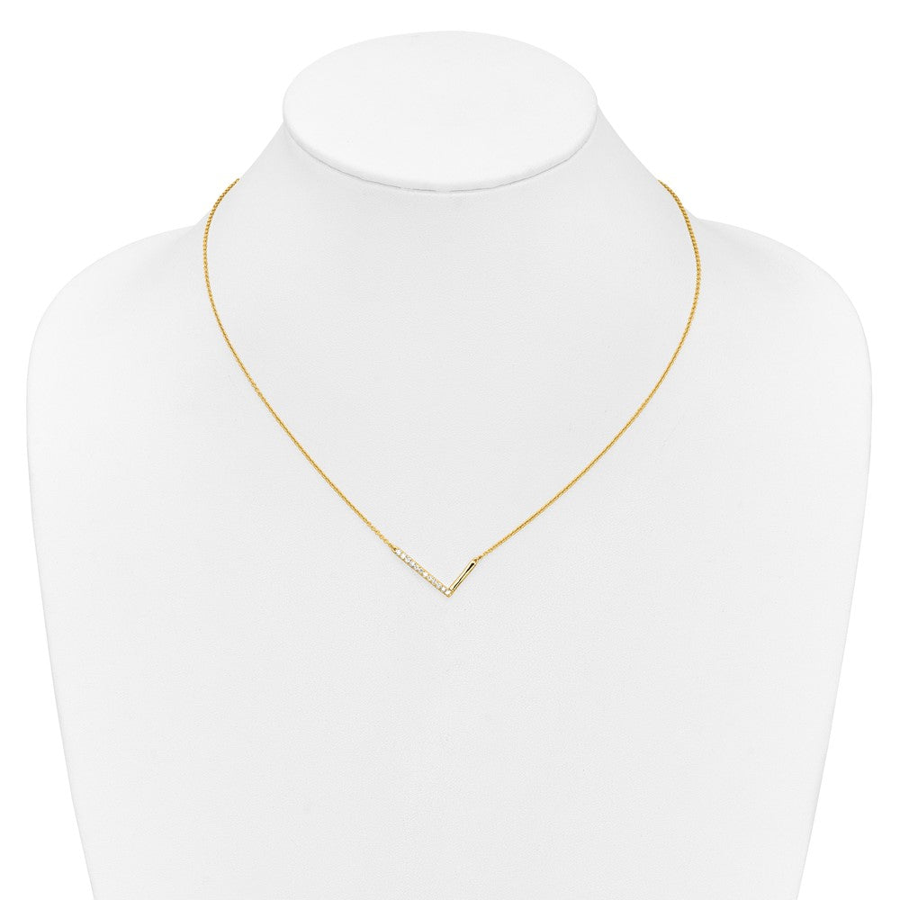 14K Gelbgold Seitlich Diamant Initiale L 18 Zoll Halskette