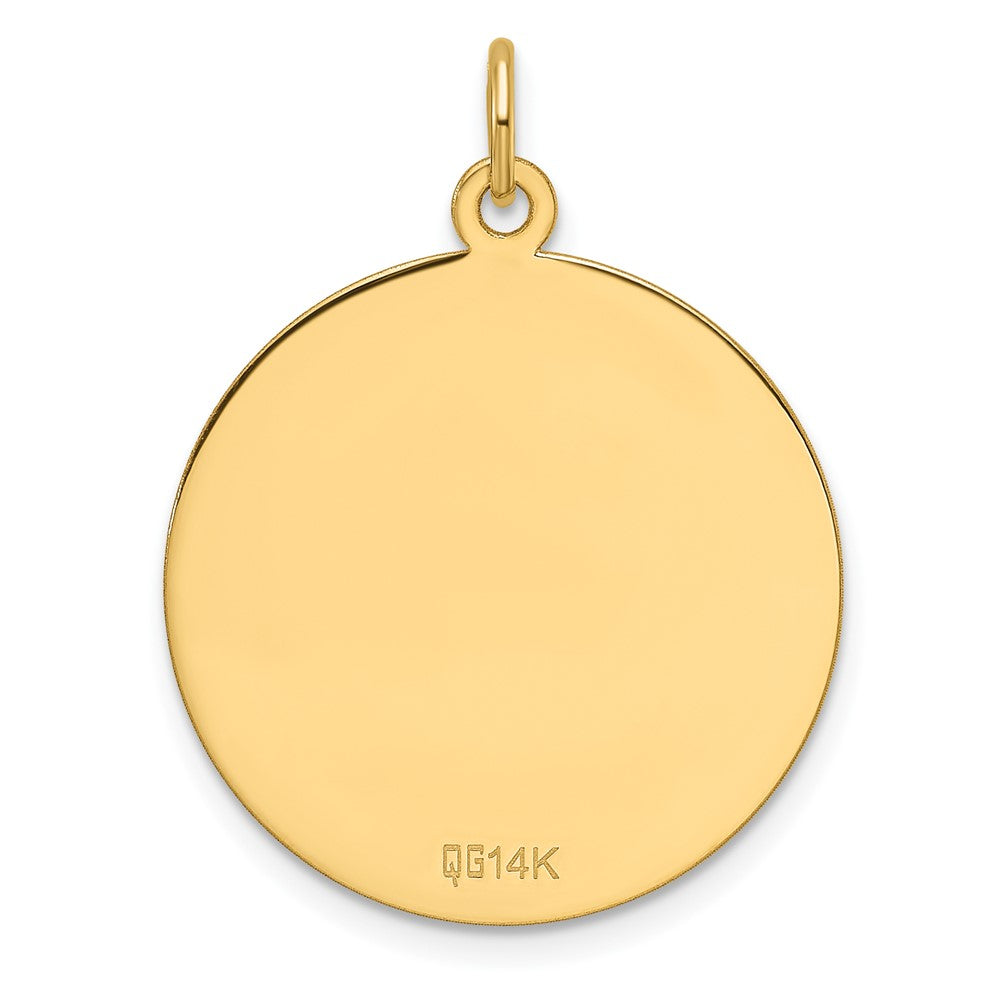 14K Gelbgold Geätzt Kante Gravierbar Rund 22.9mm Plättchen Charm