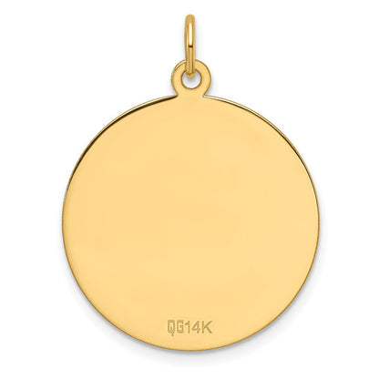 14K Gelbgold Geätzt Kante Gravierbar Rund 22.9mm Plättchen Charm