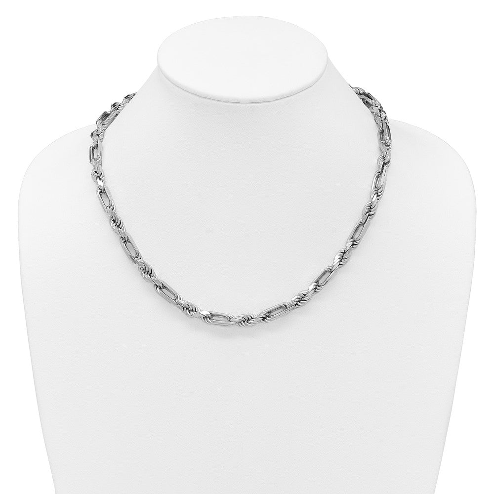 Sterlingsilber Rhodiniert Poliert 7.00mm Figaro Kordel Kette 19.75 Zoll Halskette