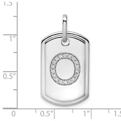 14K Weißgold Diamant-Initiale O Hundemarken-Charm