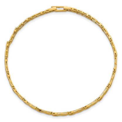 14K Gelbgold Poliert 4.25mm Fantasieglieder 7.5 Zoll Armband
