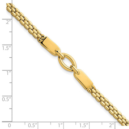 14K Gelbgold Poliert Fantasie Oval Mittig Brick Glieder Gliederarmband