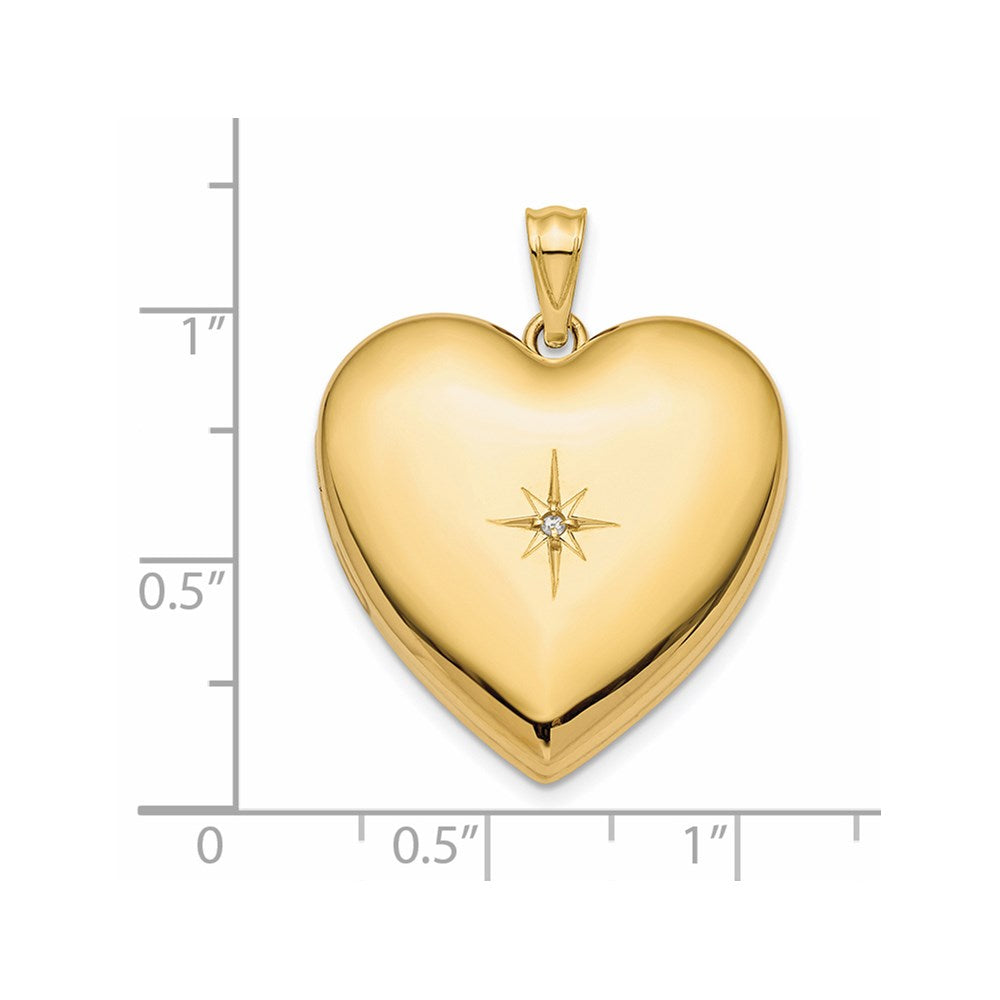 14K Gelbgold Diamant Stern Ash Halter 24mm Herz Medaillon