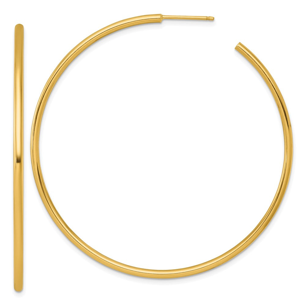 14K Gelbgold Poliert 2.0 X 60mm Röhre C-hoop Ohrstecker