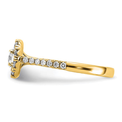 True Origin 14K Gelbgold Verlobungsring mit 1 ct. im Labor gezüchtetem Diamant VS+ F+ und komplettem Halo