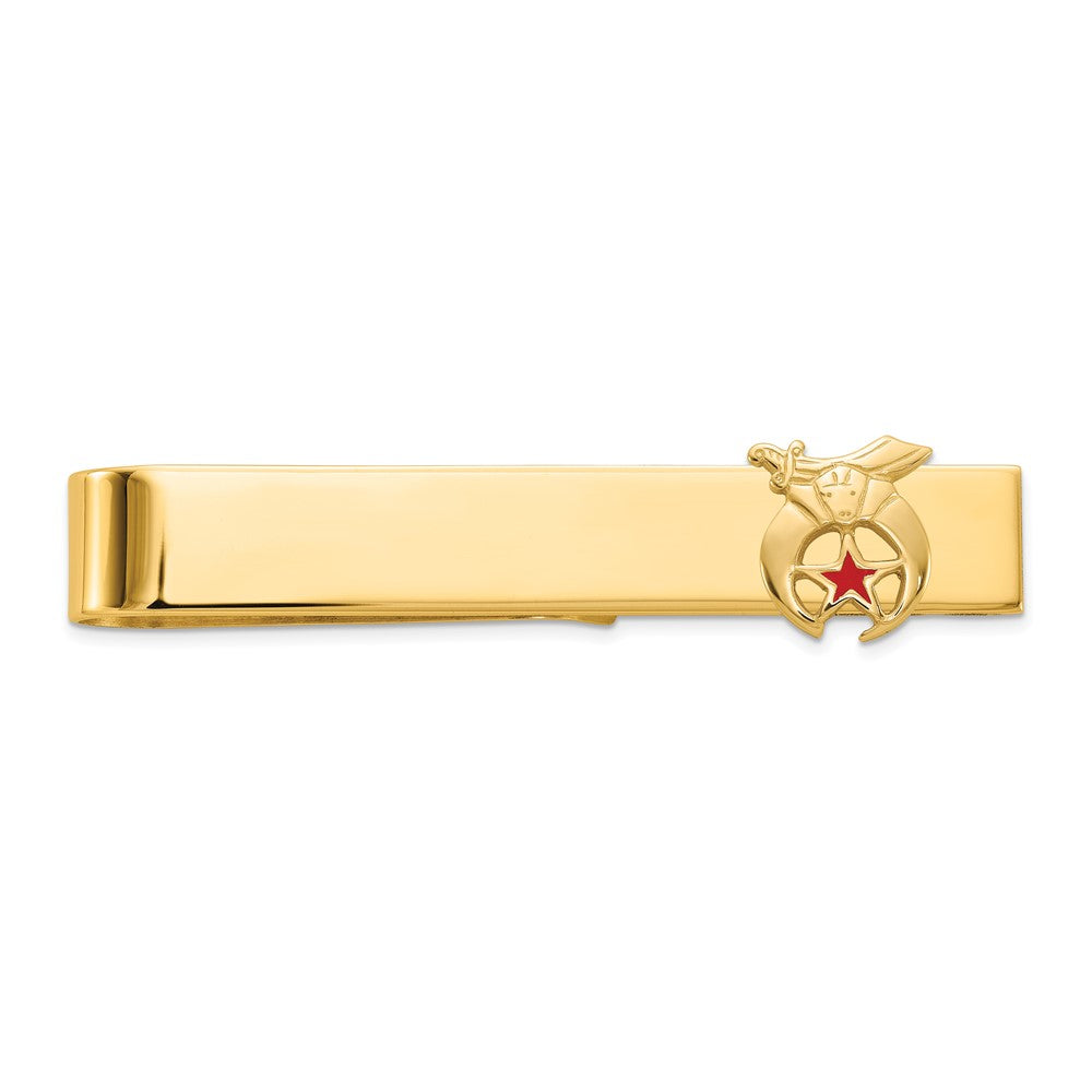 14K Gelbgold Herren Poliert und Strukturiert mit Rot Emaille Freimaurer Shriner Groß Krawatten Stab