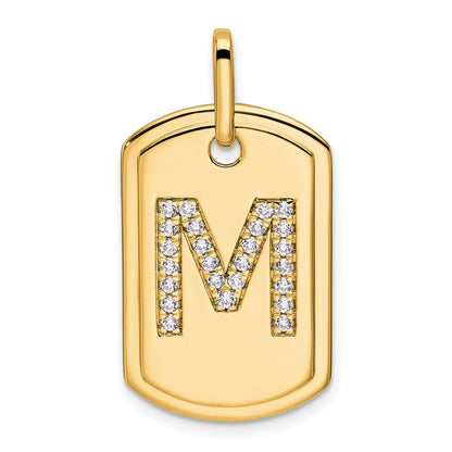 14K Gelbgold Diamant-Initial-M-Hundemarken-Charm