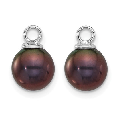 14K Weißgold 7-8mm Schwarz und Weiß Süßwasser Zuchtperle Removable Hängend Creolen