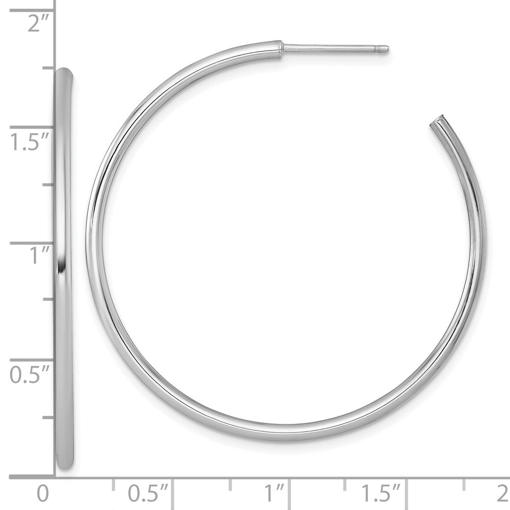 14K Weißgold Poliert 2.0 X 45mm Röhre C-hoop Ohrstecker