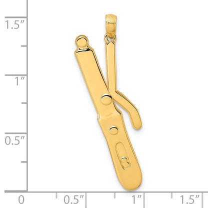 14K Gelbgold Anhänger Lockenstab, poliert