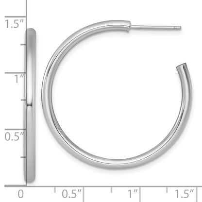 14K Weißgold Poliert 2.5 X 35mm Röhre C-hoop Ohrstecker