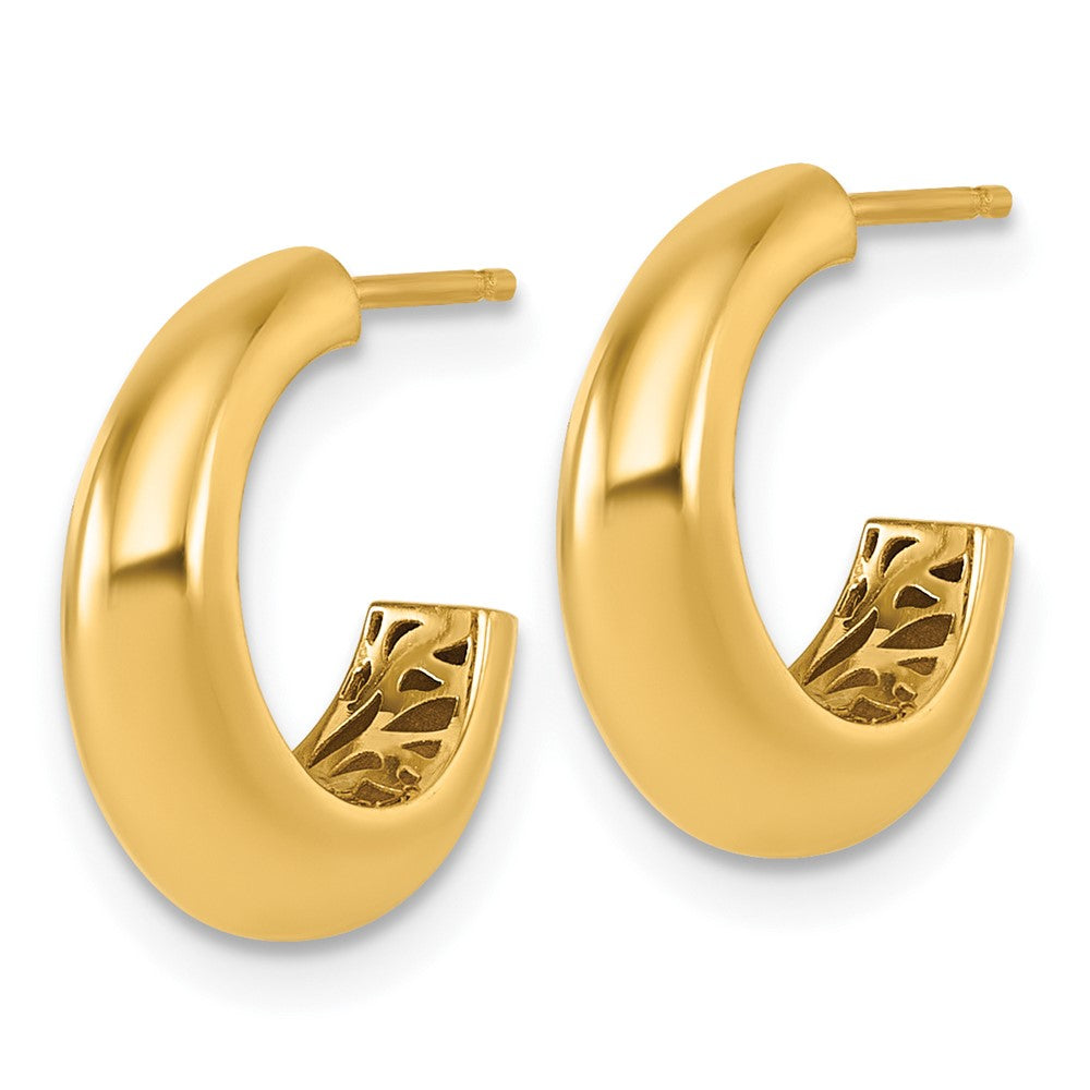 14K Gelbgold Poliert Hohl C-hoop Ohrstecker