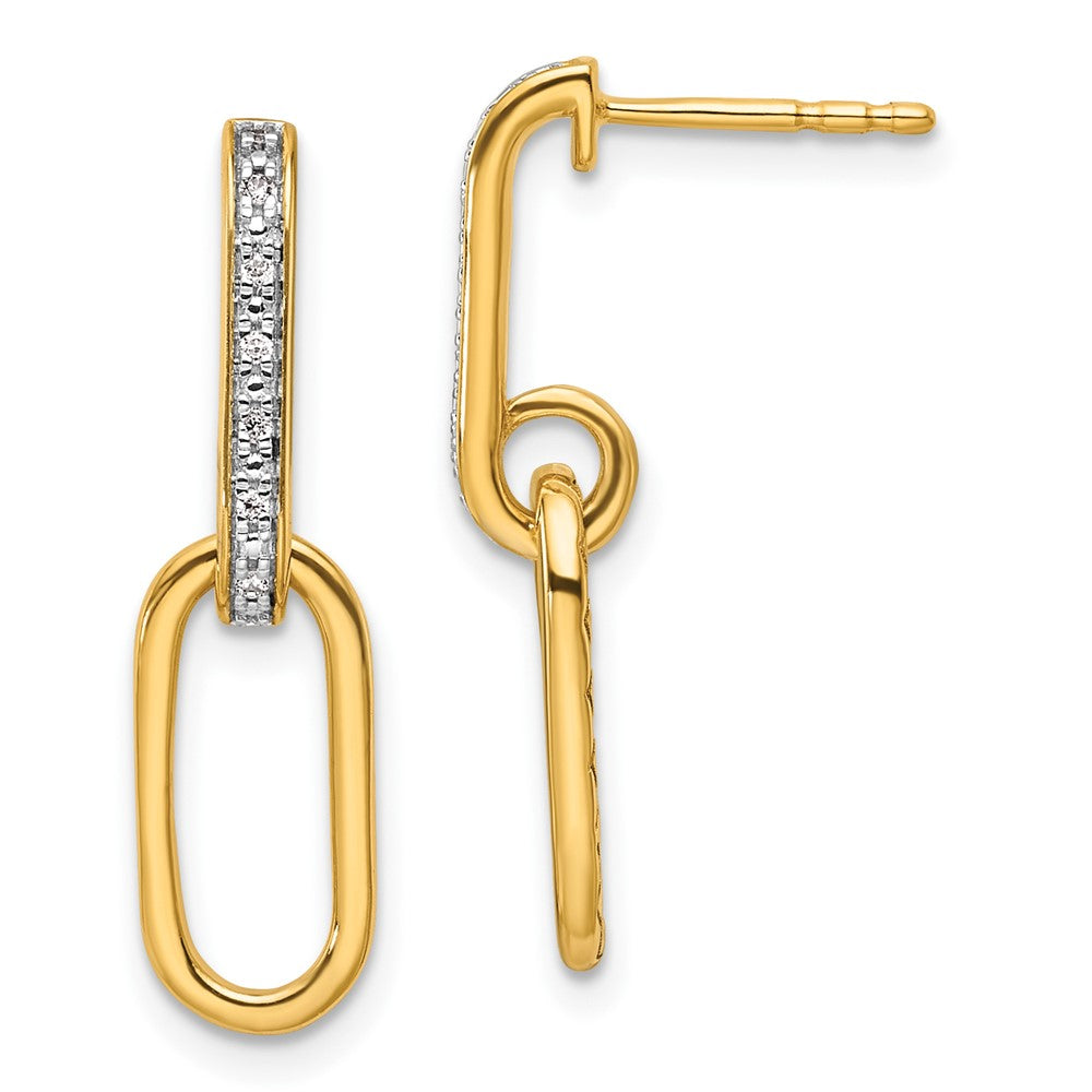 14K Gelbgold Diamant-Büroklammer-Glieder-Ohrhänger mit Poststecker, poliert, 0,05K