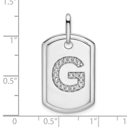 14K Weißgold Erkennungsmarken-Charm mit Diamant-Initiale G