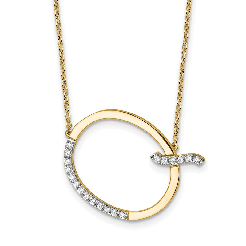 14K Gelbgold Seitlich Diamant Initiale Q 18 Zoll Halskette