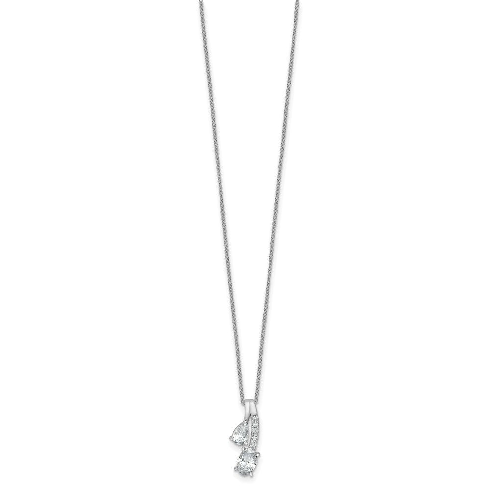 14K Weißgold Halskette mit Anhänger, 0,875 Karat Laborgezüchteten Diamanten VS/SI+ G+, Oval- und Birnenschliff, Zwei-Stein-Design, 18 Zoll