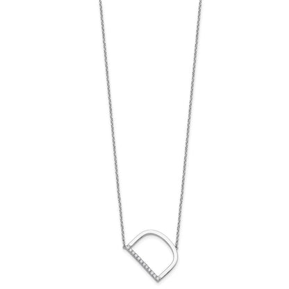 14K Weißgold Seitlich Diamant Initiale D 18 Zoll Halskette