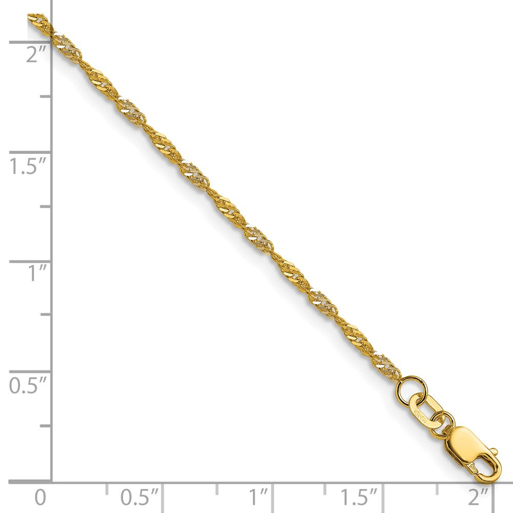14K Gelbgold mit Rhodium 1.65mm Singapurkette Halskette