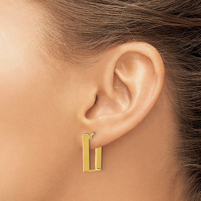14K Gelbgold 4x28mm Poliert U-shape Röhre Creolen