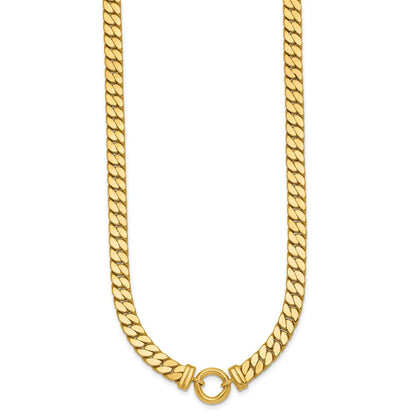 14K Gelbgold Poliert Flach Panzer Glieder mit Mittig Kreis Element 18 Zoll Halskette