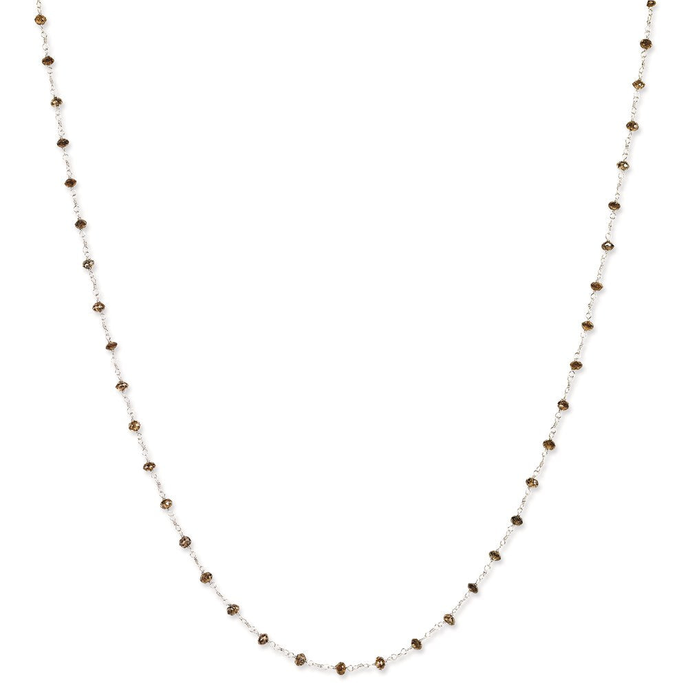 14K Weißgold Coffee Braun Diamant Briolette Halskette