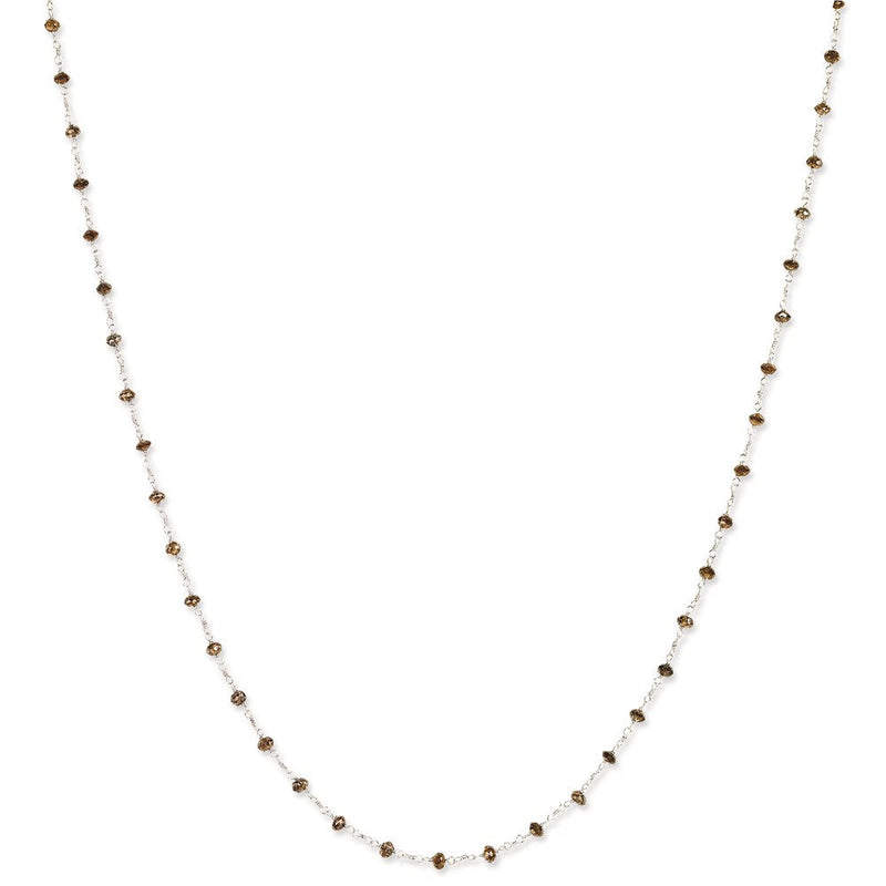 14K Weißgold Coffee Braun Diamant Briolette Halskette