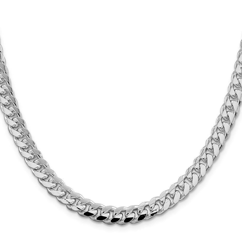Sterlingsilber Rhodiniert 7.35mm Gewölbt mit Seite Diamantiert Panzer 26 Zoll Kette