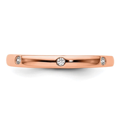 14K Roségold Poliert Größe 8.5 Zargenfassung-set 1/10 Karat Diamant Komplett Memoire Ehering Ring