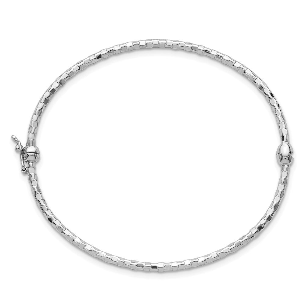 14K Weißgold Poliert Diamantiert 2.20mm Klappbar Oval Armreif Armband