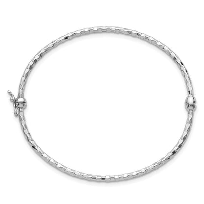 14K Weißgold Poliert Diamantiert 2.20mm Klappbar Oval Armreif Armband
