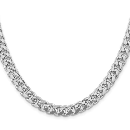 Sterlingsilber Rhodiniert 8.5mm Gewölbt mit Seite Diamantiert Panzer 26 Zoll Kette