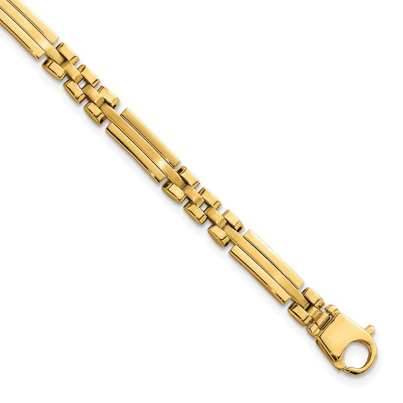 14K Gelbgold Poliert und Gebürstet 5mm Fantasie Multi Glieder 8 Zoll Armband