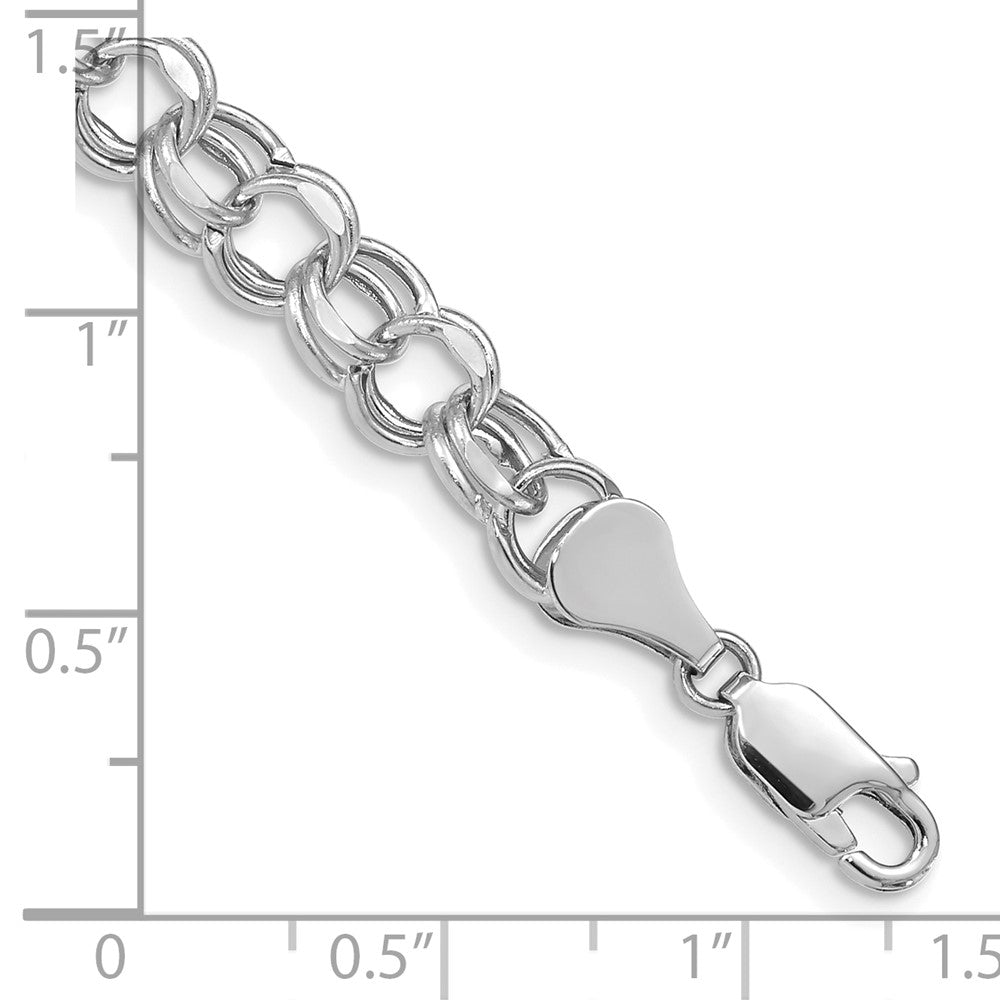 14K Weißgold 7mm Hohl Diamantiert Doppelt Glieder Charm Armband