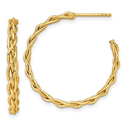 14K Gelbgold Poliert Geflochten Braid 3 X 29mm C-hoop Ohrstecker