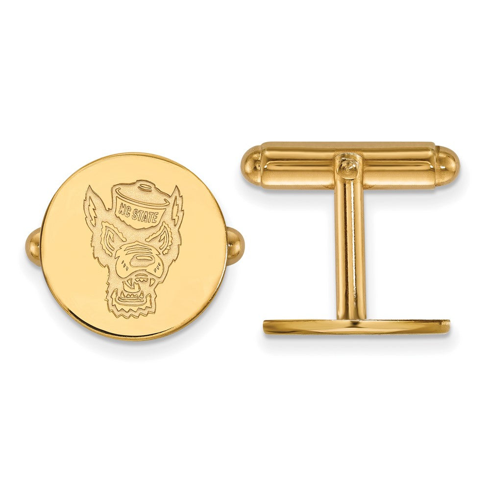 14K Gelbgold Gold Logoart North Carolina State University Wolf Manschette Knöpfe