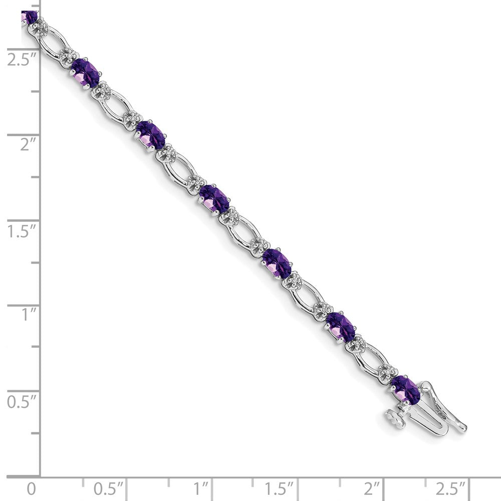 14K Weißgold Komplett Diamant und Oval Amethyst Herz Akzente 7 Zoll Armband