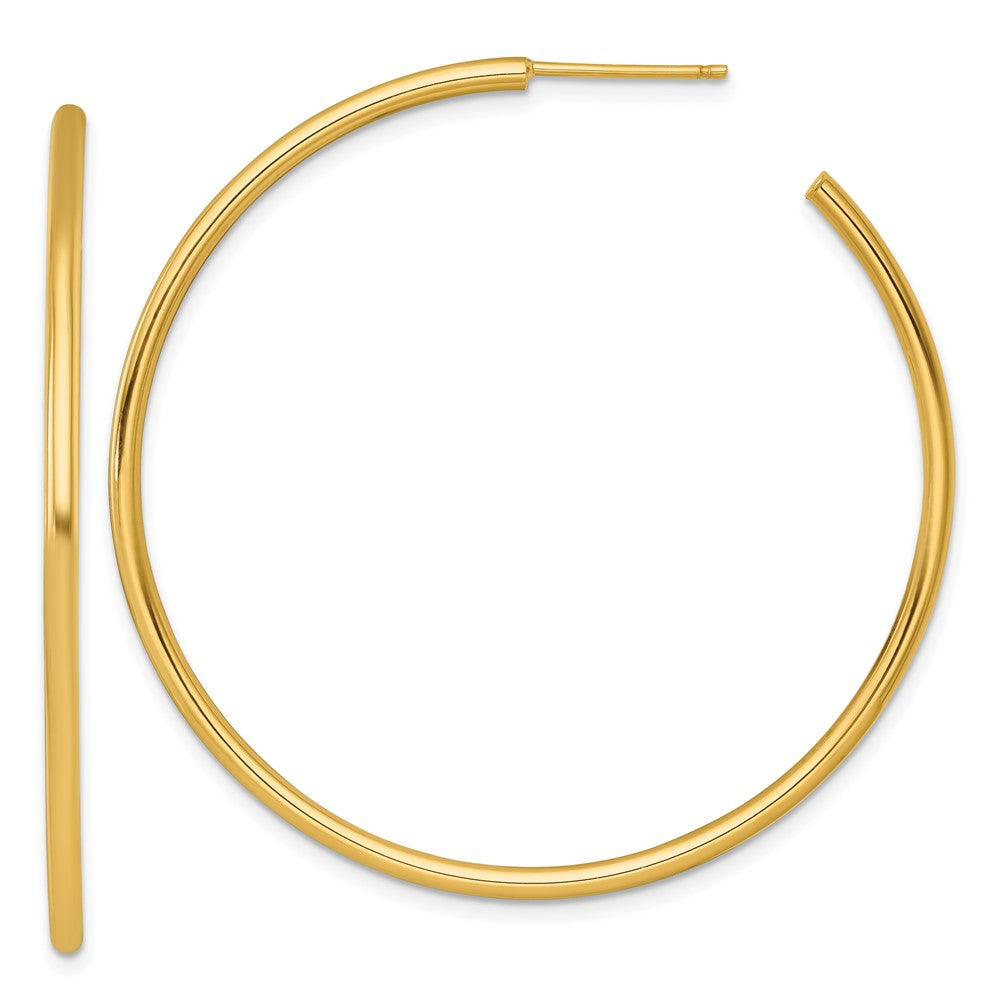 14K Gelbgold Poliert 2.0 X 50mm Röhre C-hoop Ohrstecker