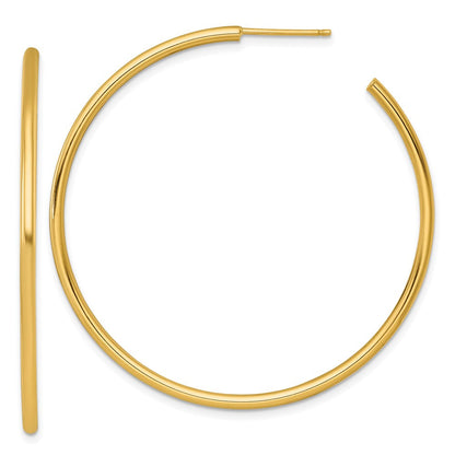 14K Gelbgold Poliert 2.0 X 50mm Röhre C-hoop Ohrstecker
