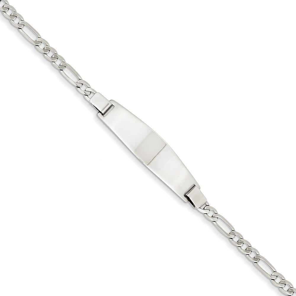 14K Weißgold 7 Zoll Massiv Poliert Figaro Glieder Id Armband
