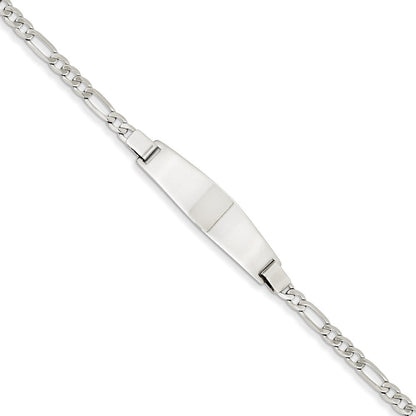 14K Weißgold 7 Zoll Massiv Poliert Figaro Glieder Id Armband