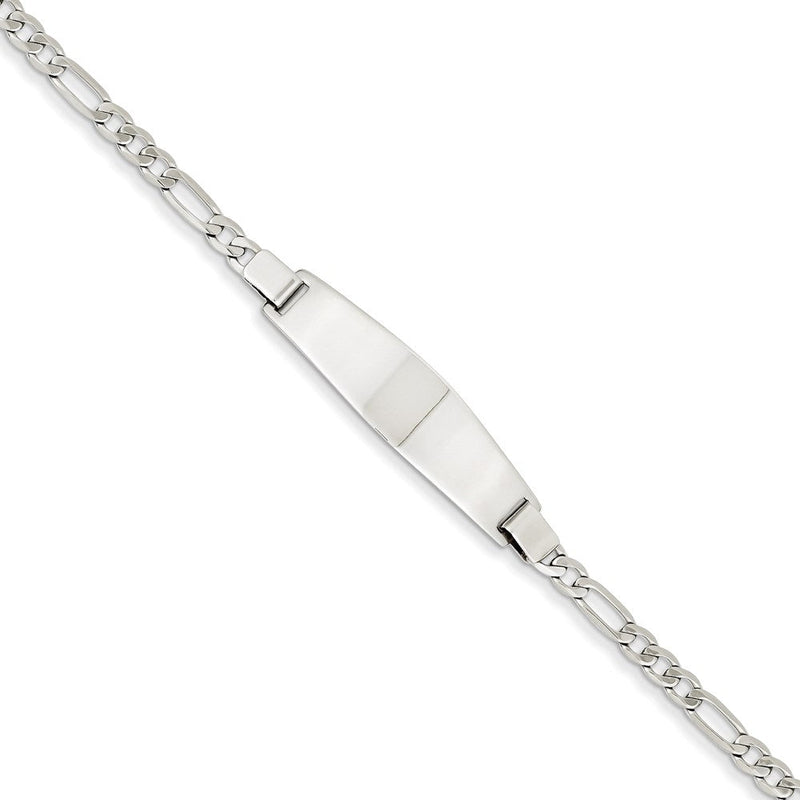 14K Weißgold 7 Zoll Massiv Poliert Figaro Glieder Id Armband
